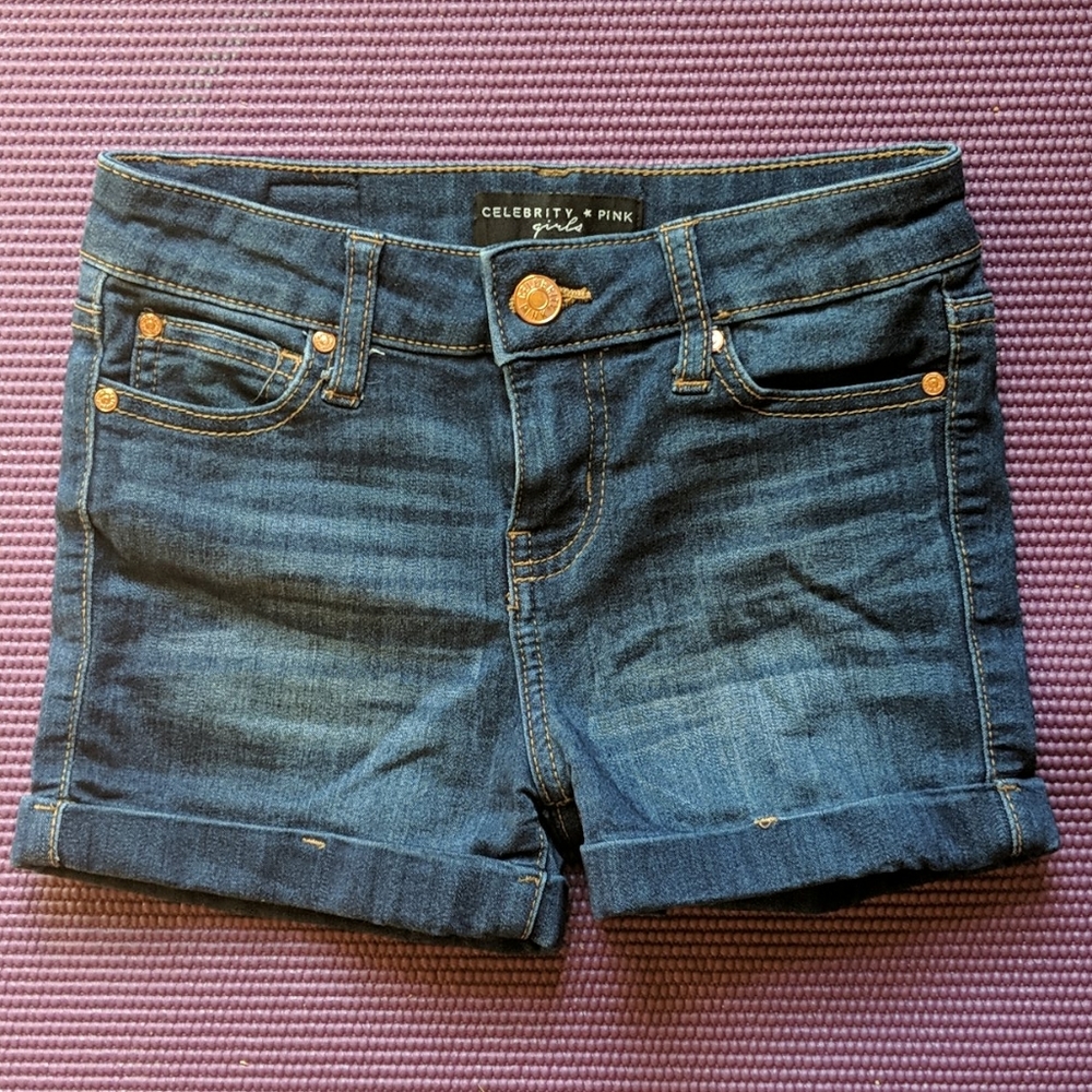 Girls Size 10 Celebrity Pink Dark Wash Jean Shorts